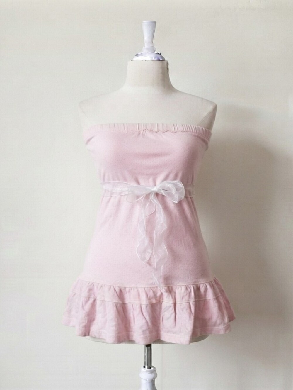 Abercrombie vintage babydoll light pink tube top/dress with added bow tie